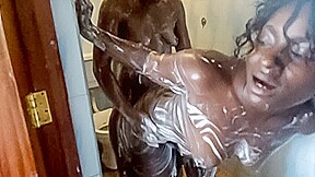 Black lesbian shower sexy makeout after shopping spree
