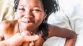 Petite African Teen Happy To Get Facial Cumshot From White Cock