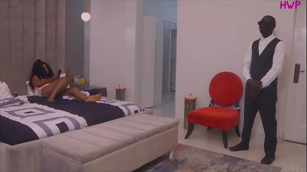 Big boobs Nigerian house wife couldn’t resist her sexual urge so she fucks her wet pussy with her big dildo while her personal bodyguard tries so hard not to look, but at the end she succeed in making him fuck her with his huge black cock PART 1