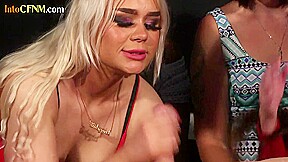 CFNM Ebony sucks cock in group BJ action with Brit ladies